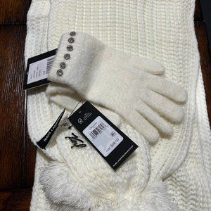 Karl Lagerfeld NWT Cream Scarf and Gloves